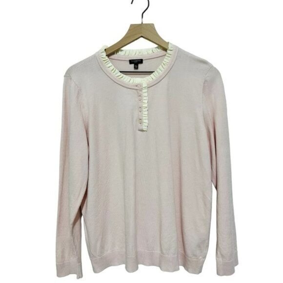 Talbots Baby Pink Pull Over Ruffle Casual Sweater Size XLP - Picture 1 of 7